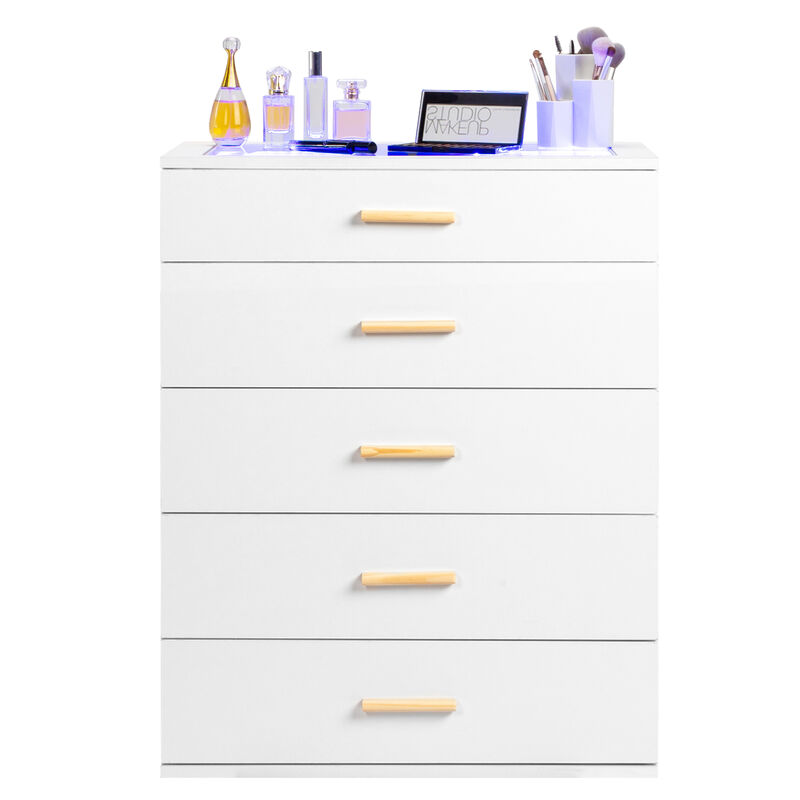 5-Drawer Cabinet with RGB Lights Stylish Storage with LED Lighting for Home or Office