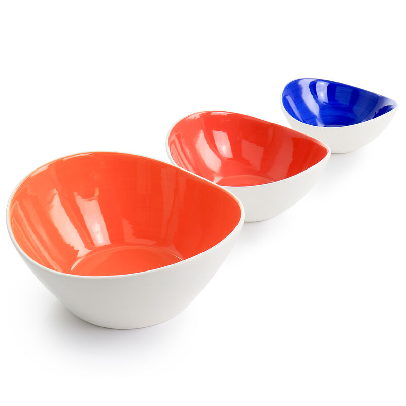 Gibson Home Crenshaw 4 Piece Hand Painted Stoneware 3-Tier Serving Bowl Set with Metal Rack