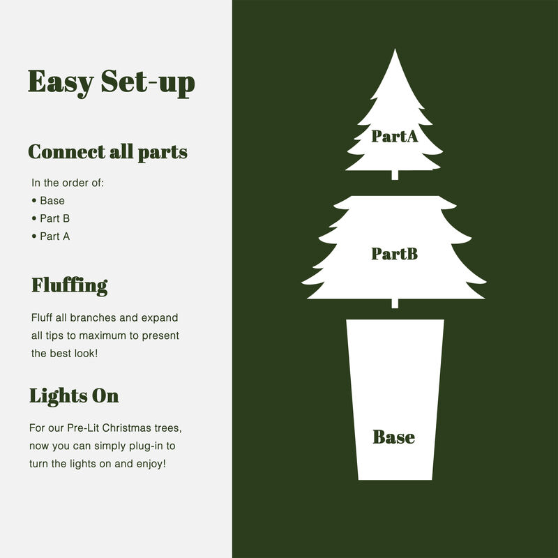 LuxenHome 4Ft Pre-Lit Flocked Artificial Tree in Tall Pot