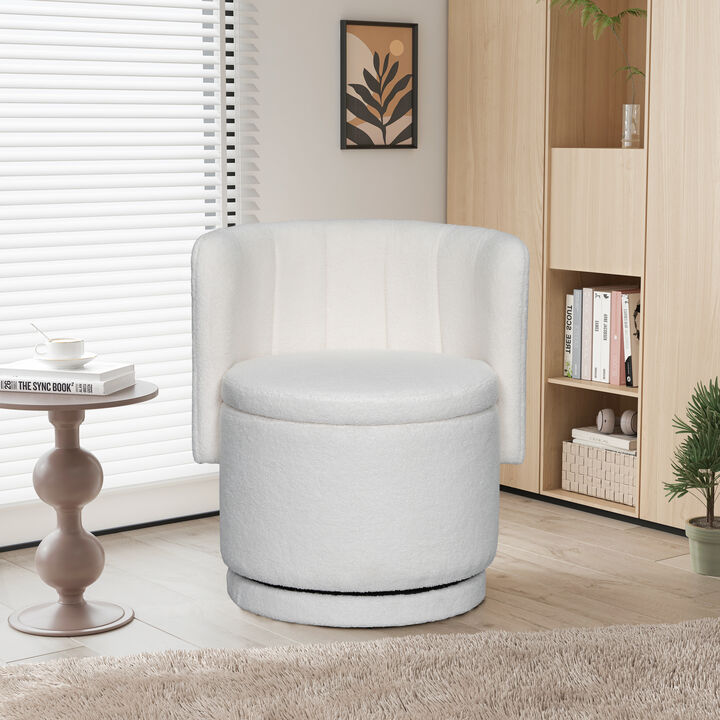 Merax Swivel Boucle Sofa Chair with Storage for Bedroom and Living Room