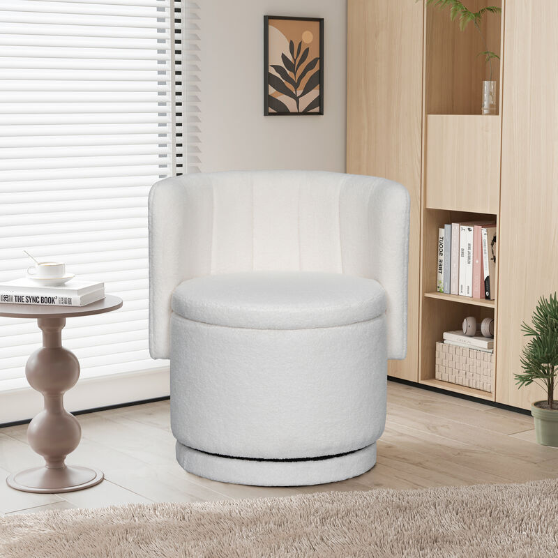 Merax Swivel Boucle Sofa Chair with Storage for Bedroom and Living Room