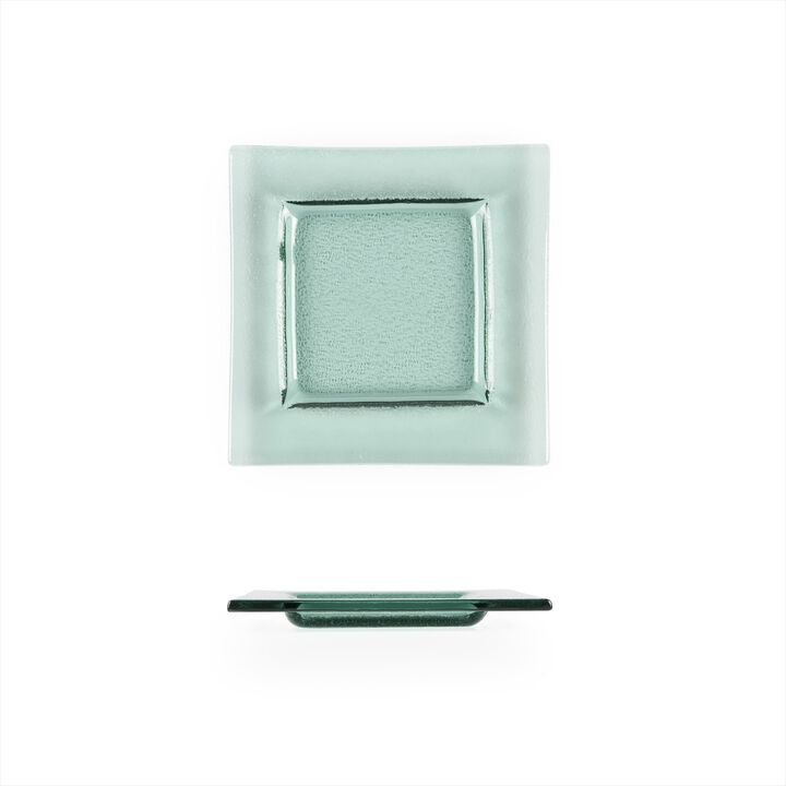 Glass Dinnerware 6" x 6" Square Transparent Glass Plate (Set of 4)
