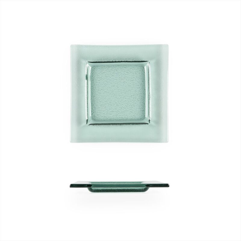 Glass Dinnerware 6" x 6" Square Transparent Glass Plate (Set of 4)