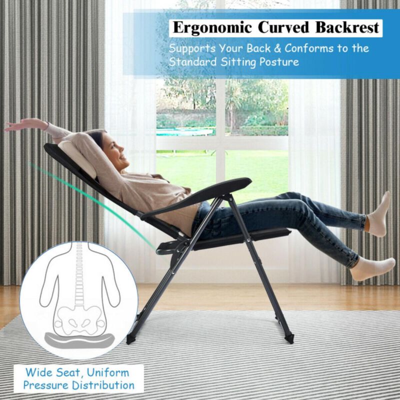 Hivvago Set of 4 Patio Folding Chairs with Adjustable Backrest-Black