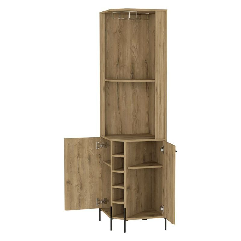 Corner Bar Cabinet Shopron, Living Room, Aged Oak