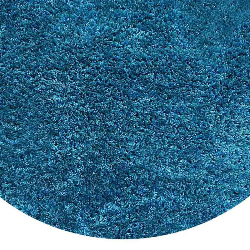 RUGSOTIC CARPETS HAND TUFTED SHAG POLYESTER ECO-FRIENDLY AREA RUGS  - 8'x8', Round, Turquoise, Solid Plain Design, High Pile Thick Handmade Anti Skid Area Rugs for Living Room, Bed Room K00111