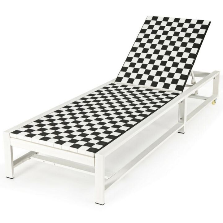 Patio Adjustable Reclining Chair Lounge Chair Chaise for Garden Deck Wheel