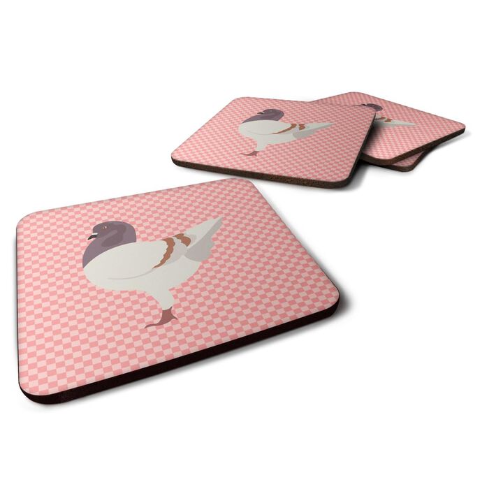Caroline's Treasures German Modena Pigeon Pink Check Decorative coasters, 3.5, Multicolor