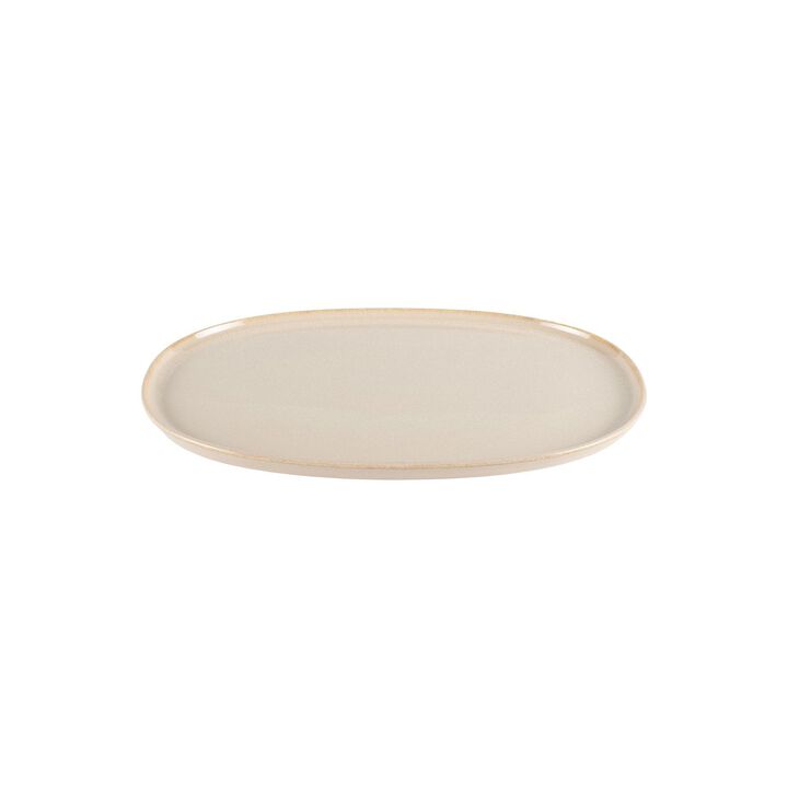 Sand 13" x 9" x h:0.75" Oval Beige Porcelain Platter