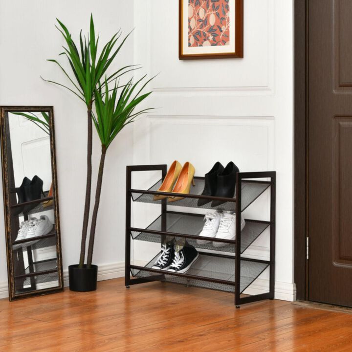 Hivvago Flat and Slant Metal Shoe Rack for Entryway Hallway