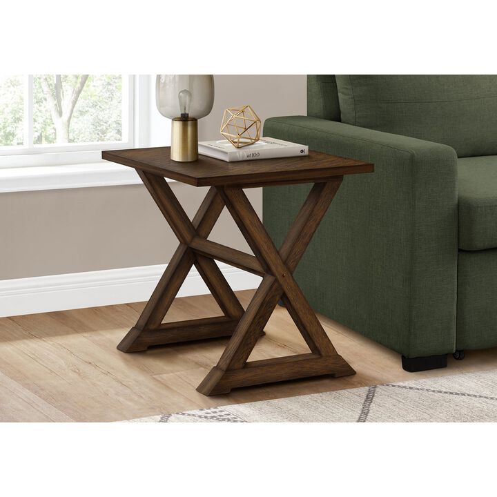 Monarch Specialties I 3988 - Accent Table, End, Side Table, Square, Nightstand, Bedroom, Lamp, Brown Veneer, Transitional