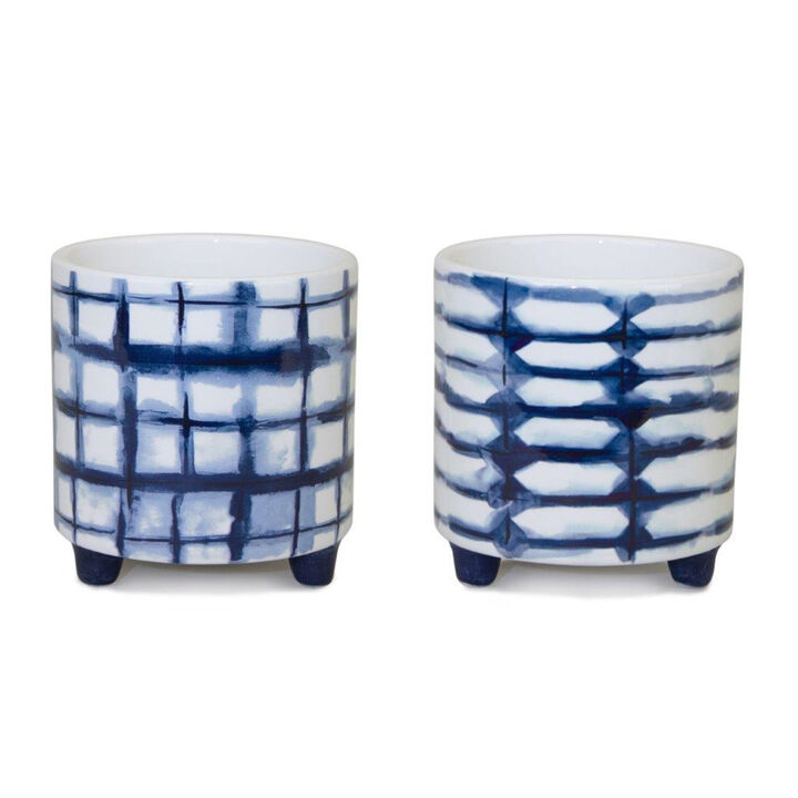 Tie-Dye Design Footed Planter (Set of 2) – Colorful Decorative Planters for Home Decor