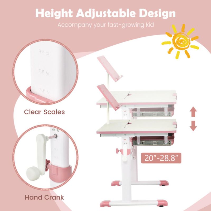 Hivvago Height-Adjustable Kids Desk with Tilt Desktop and Book Stand
