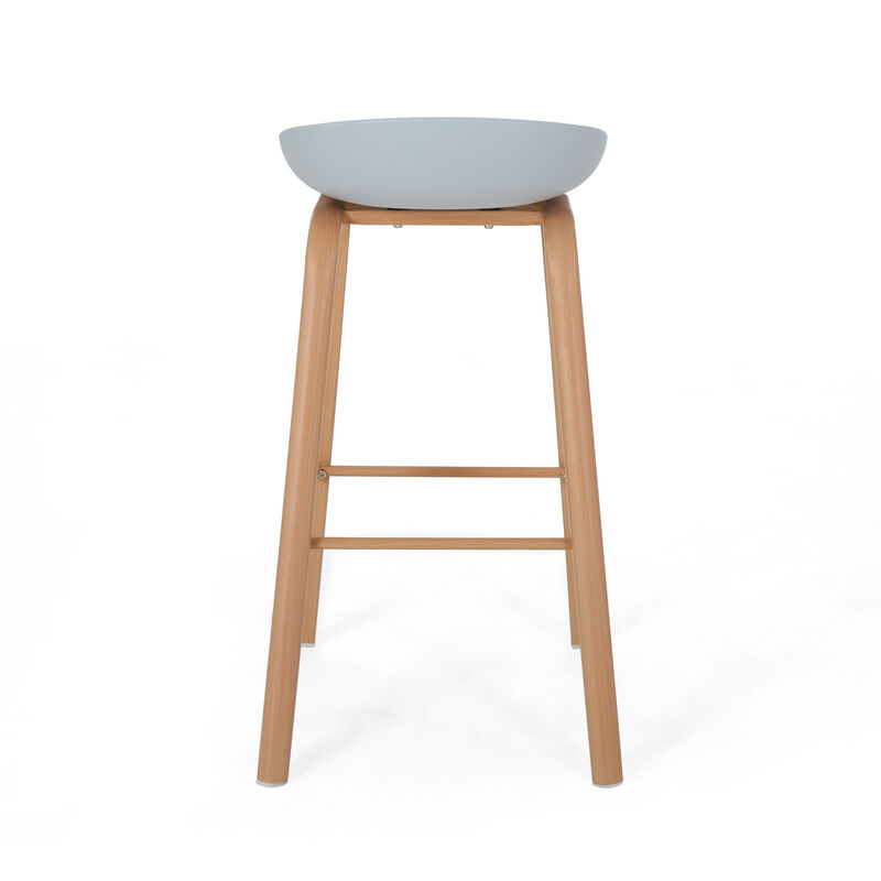 Modern Minimalist Barstools with Curved Frame and Iron Legs (Set of 2)
