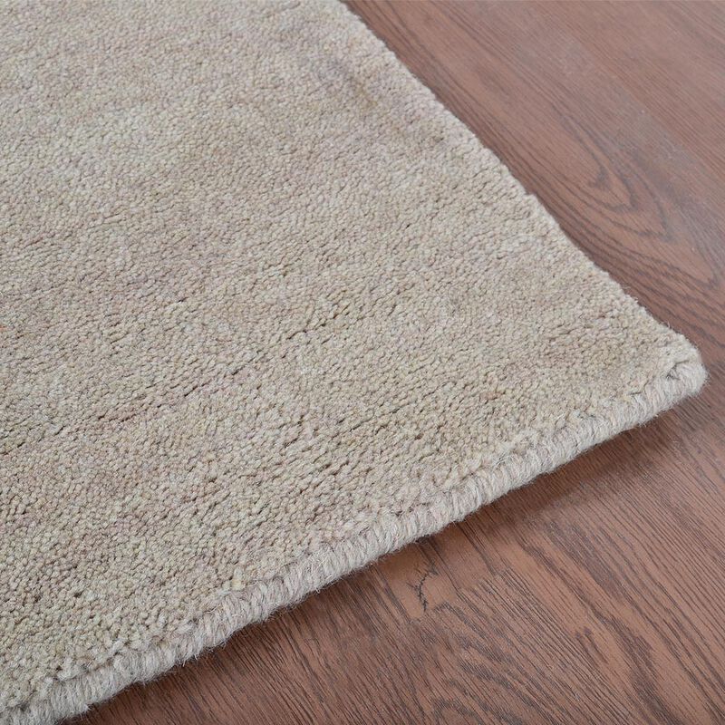 RUGSOTIC CARPETS HAND KNOTTED LOOM WOOL ECO-FRIENDLY AREA RUGS  - 6'7''x9'10'', Rectangle, Beige Color, Solid Plain Design, High Pile Thick Handmade Anti Skid Rugs for Living Room (L00111)