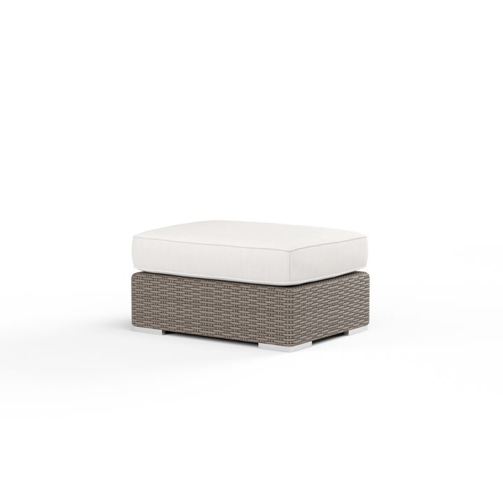 Coronado Ottoman in Canvas Flax w/ Self Welt