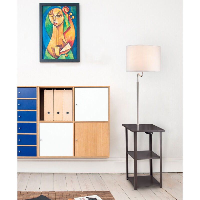 58" Squared Sofa Side Shelves Table Lamp with Power Station (1.14/14.96)
