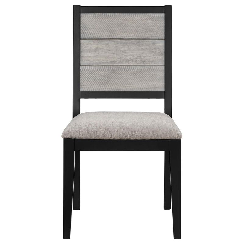 Elina 23 Inch Dining Chair, Set of 2, Plank Style Back, Gray Polyester - Benzara