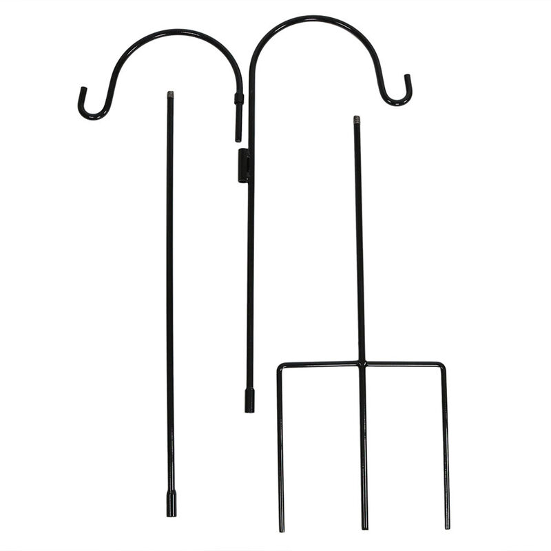 Sunnydaze Black Steel Hanging Double Shepherd Hooks - 84 in - Set of 2
