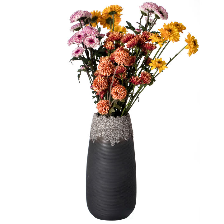 Modern Farmhouse Home Décor Accents; Living Room Décor, Boho Vases for Table Decor, Housewarming Gift, Black Ceramic Centerpiece Table Vase for Home Decor, Large
