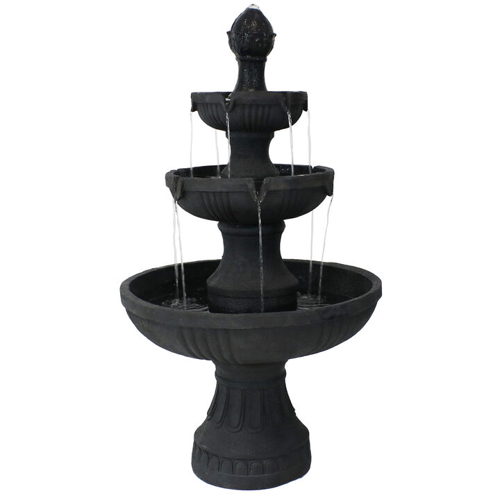 Sunnydaze Flower Blossom Resin Outdoor 3-Tier Fountain