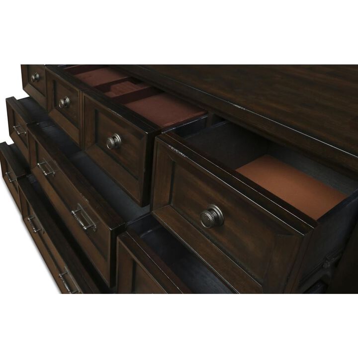 New Classic Furniture Furniture Sevilla Solid Wood 9-Drawer Dresser in Walnut