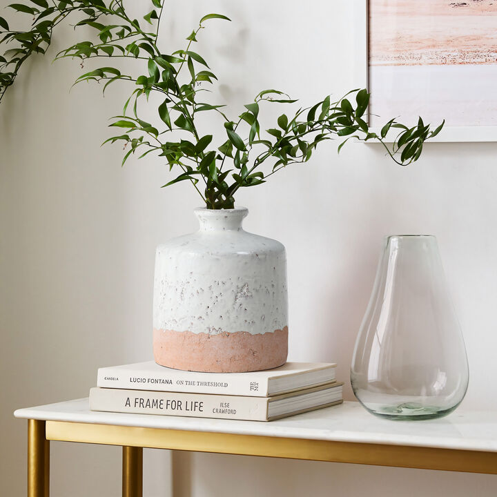 LuxenHome Two-Tone Rustic Terracotta Jug Vase