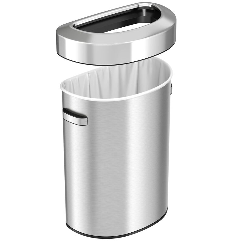 iTouchless 18 Gallon / 68 Liter Semi-Round Open Top Trash Can