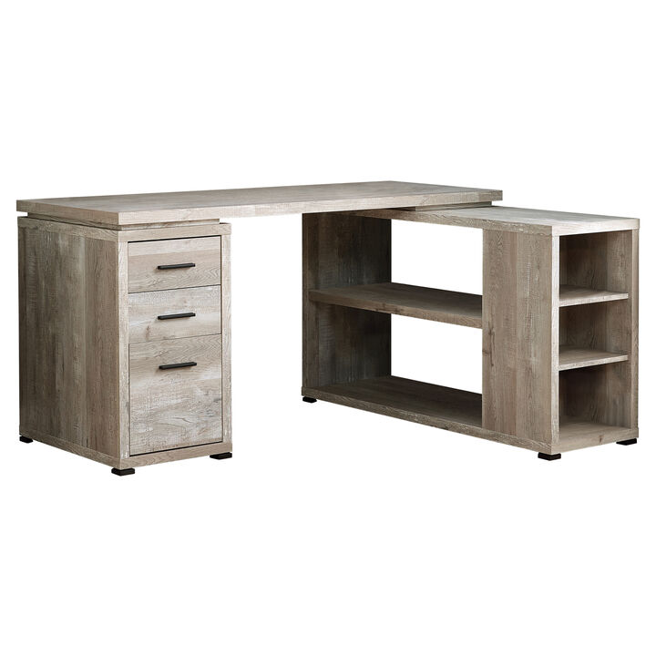 Computer Desk, Home Office, Corner, Left, Right Set-Up, Storage Drawers, L Shape, Work, Laptop, Laminate, Beige, Contemporary, Modern