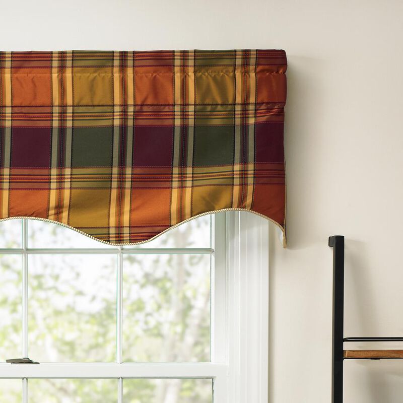 Ellis Curtain Boroughs Plaid Duchess 3" Rod Pocket Filler ValanceS for Windows 50" x 15" Plum