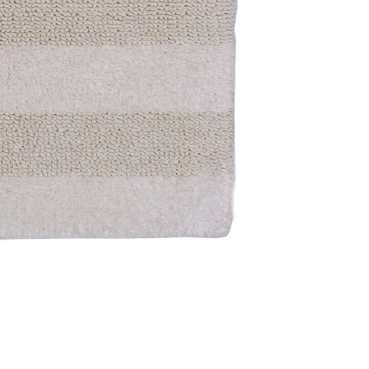 Splendid Striped Soft Plush Cotton Bath Rug 22" X 60" Ivory by Castle Hill London