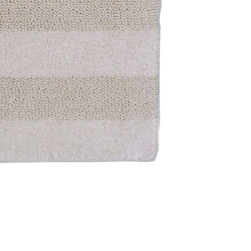 Splendid Striped Soft Plush Cotton Bath Rug 22" X 60" Ivory by Castle Hill London