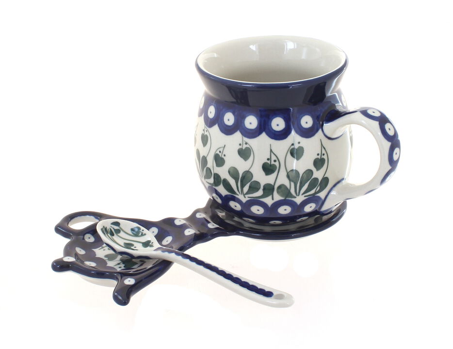 Blue Rose Polish Pottery Saffron Mug & Saucer Gift Set