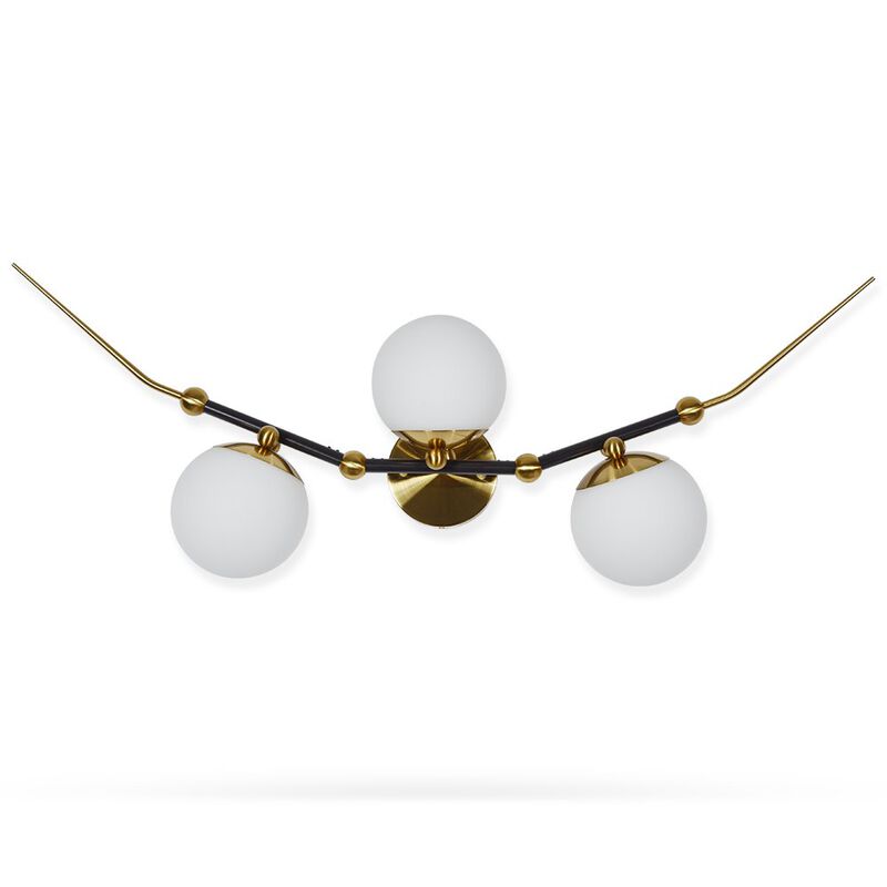 VONN Lighting Integrated LED Wall Sconce Light with 3 Glass Shades in Antique Brass