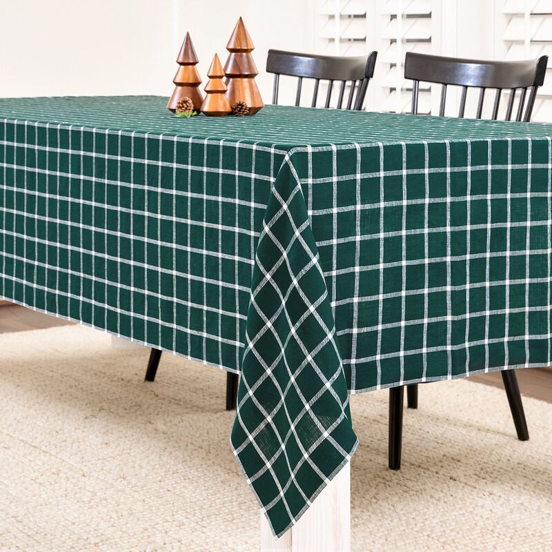 Solino Home 100% Pure Linen Tablecloth | Windowpane Stripe