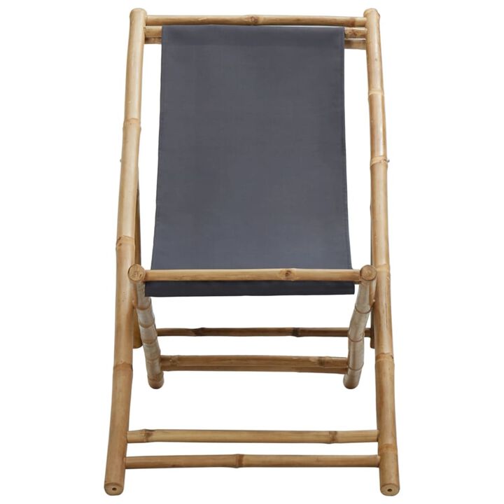 vidaXL Deck Chair Bamboo and Canvas Dark Gray