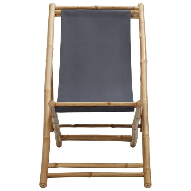 vidaXL Deck Chair Bamboo and Canvas Dark Gray