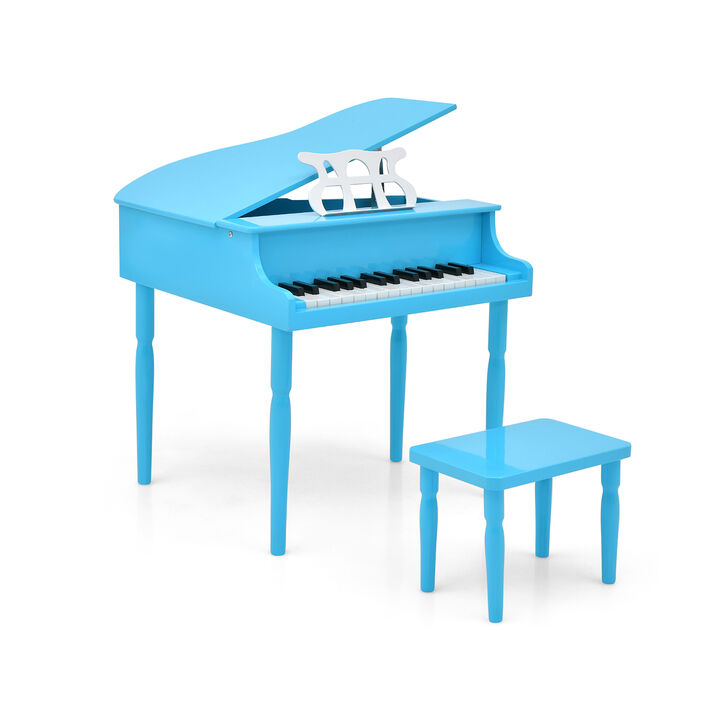 30-Key Wooden Toy Kids Grand Piano with Bench and Music Rack