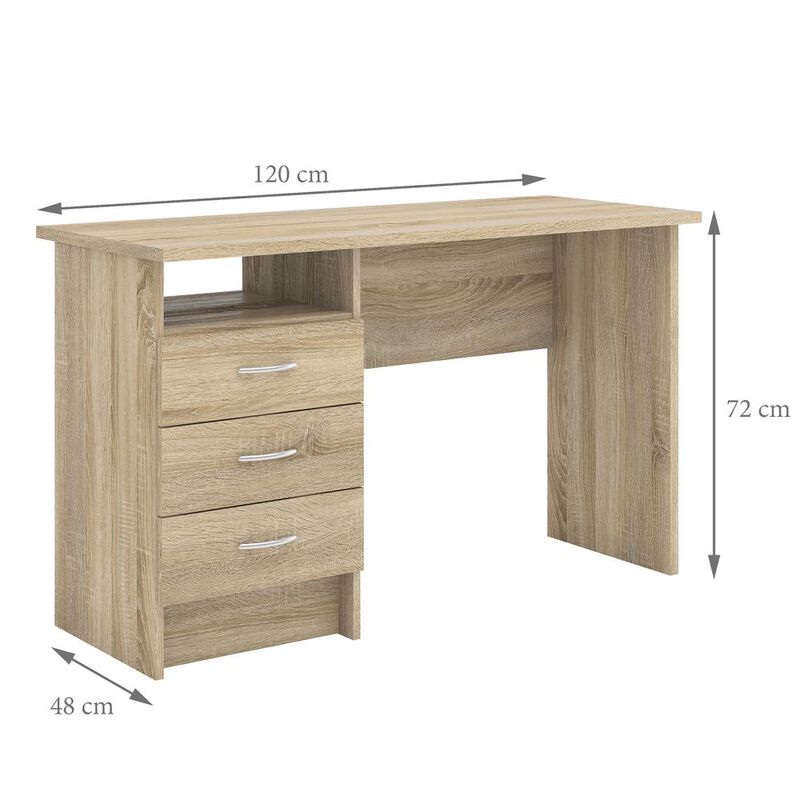 Tvilum Whitman Desk with 3 Drawers, Oak Structure