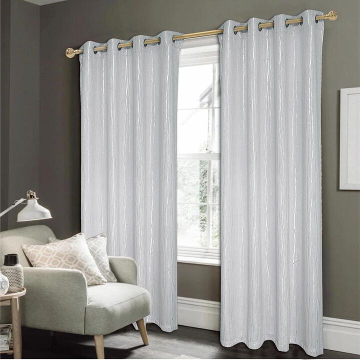 Rt Designers Collection Contemporary Iceland Metallic Blackout Grommet Curtain Panel  Drape 54" X 90" Silver