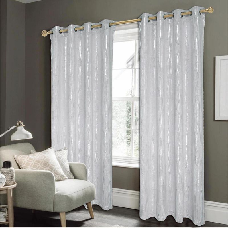 Rt Designers Collection Contemporary Iceland Metallic Blackout Grommet Curtain Panel  Drape 54" X 90" Silver