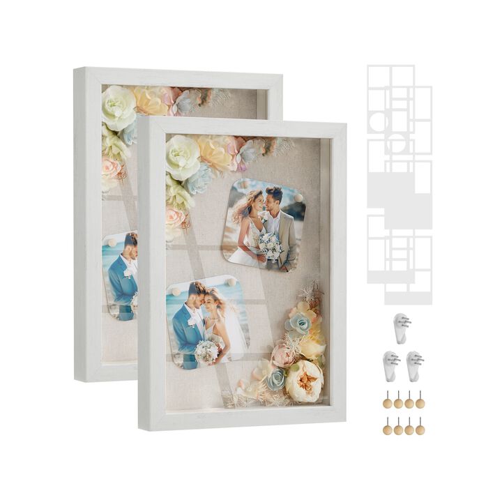 Box Picture Photo Frame with 8 Wood Push Pins