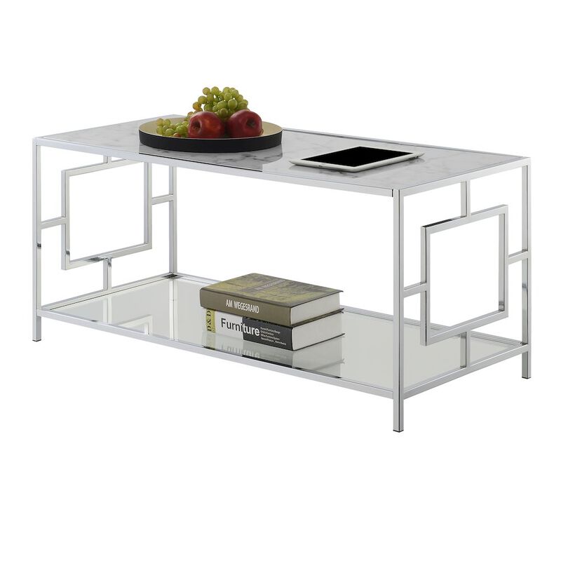 Convenience Concepts Town Square Chrome Coffee Table with Shelf