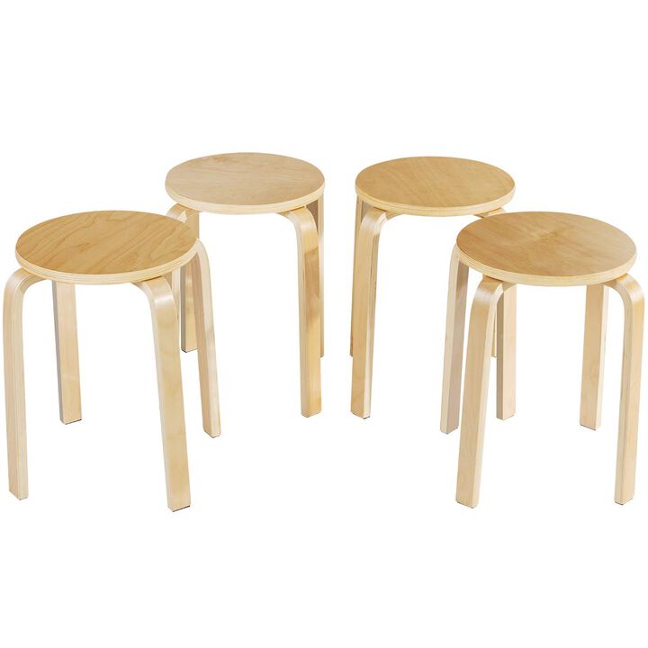 Stackable Stools Set of 4 with Square Top and Rounded Corners