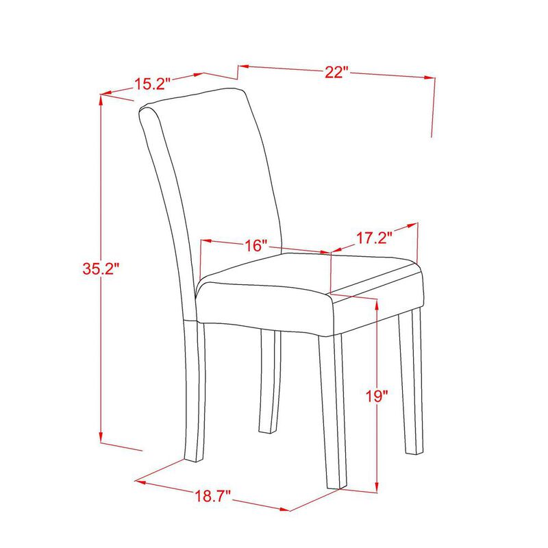 East West Furniture ABP8T05 - Set of 2 - Modern Chairs- Wooden Chair Includes Antique Walnut Wooden Structure with Grey Linen Fabric Seat and Simple Back