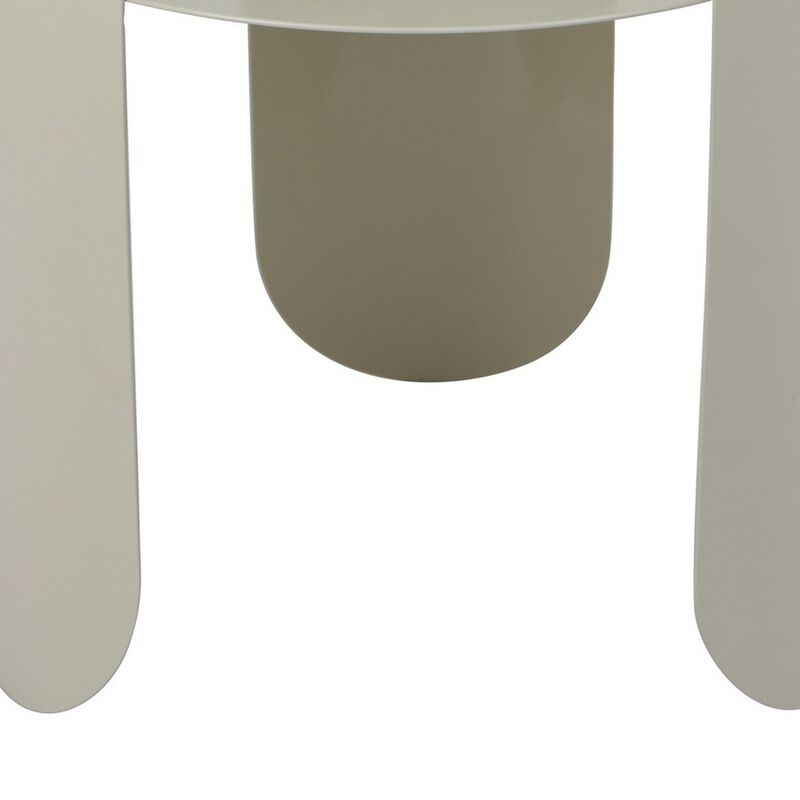 Gigi Plant Stand Table, 1 Shelf, Gray Metal Frame, Round 14 Inch Top - Benzara