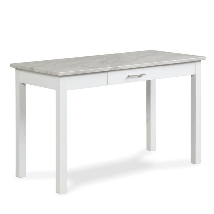 New Classic Furniture Furniture Celeste Faux Marble & Wood Writing Table in White