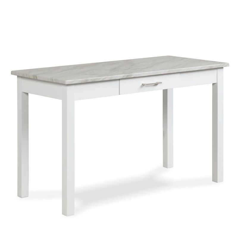 New Classic Furniture Furniture Celeste Faux Marble & Wood Writing Table in White