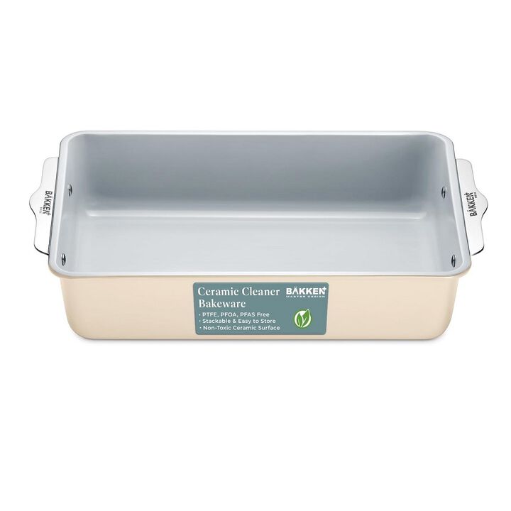 Premium Non-Stick Ceramic 8"x15.5" Rectangle Pan - Aluminized Steel with Ceramic Non-Stick Coating, PFOA & PFAS Free - Non-Toxic, Perfect for Lasagnas, Brownies, and More