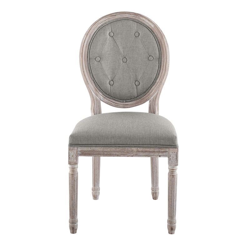 Modway Arise French Vintage Tufted Upholstered Fabric Dining Side Chair in Light Gray